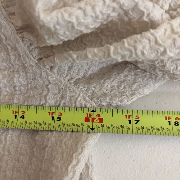 Loft T-Shirt Women's XS Beige Textured Puff Ruched Sleeve Casual Top Shirt - Picture 8 of 8